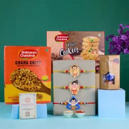 Stunning Kids Rakhis with Assorted Treats Combo 1