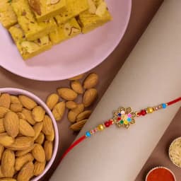 Classic Kundan Rakhi N Treats Combo 1