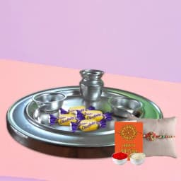 Sweet Harmony: 4 Divine Choco Eclairs in a Decorative Silver Thali 1