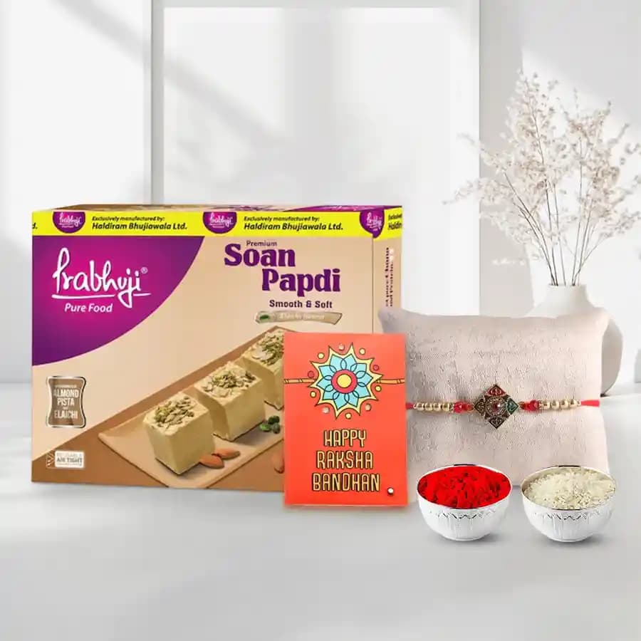Cherished Rakhi with Haldiram's Soan Papdi (400 Gms) - Free Shipping