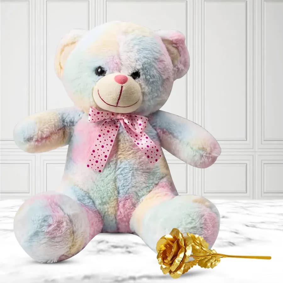 Charming Teddy Bear & Golden Elegance Set