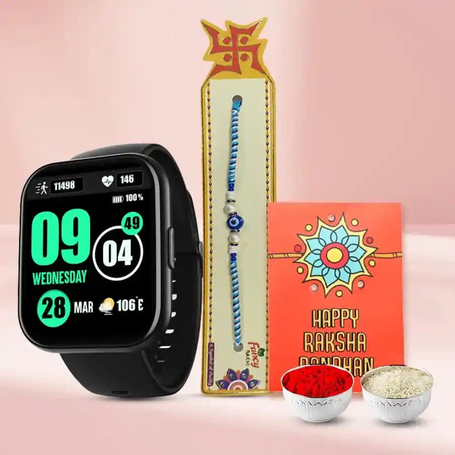 Elegant Rakhi and Smartwatch Delight