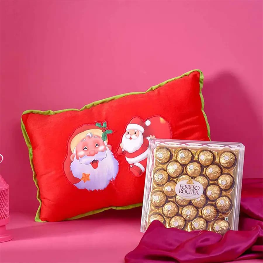 Adorable Santa Pillow N Choco Treat
