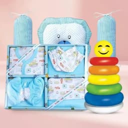 Cute Baby Dress Set with Toy N Cotton Pillows Gift Combo 1