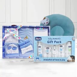 Remarkable Combo of Blue Dress with Chicco Gift Set N Neck Supporting Pillow 1