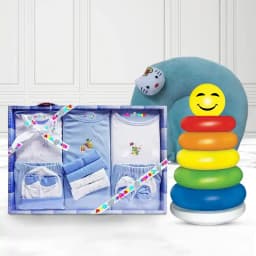 Amazing Gift of Baby Clothing Set with Littles Junior Ring N Soft Neck Supporting Pillow 1