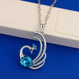 Radiant Austrian Crystal Studded Peacock Pendant Gift 1