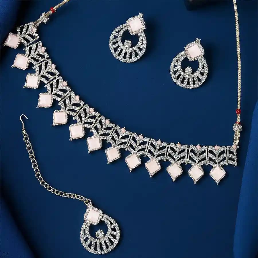 Chic Pink AD Stones Choker Set