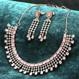 Stylish Floral Design Choker AD Necklace Set 1