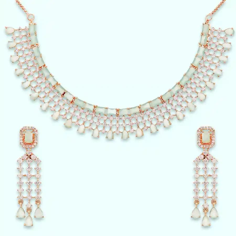 Stunning AD Floral Necklace Set