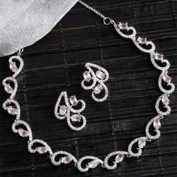 Outstanding Rhodium Plated CZ N AD Necklace 1
