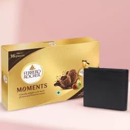 Appealing Leather Wallet with Ferrero Rocher Chocolates for Gents 1