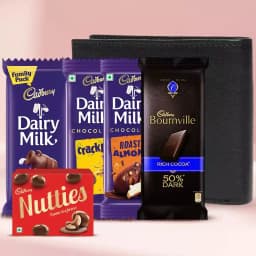 Admirable Mens Leather Wallet with Assorted Cadbury Chocolates 1