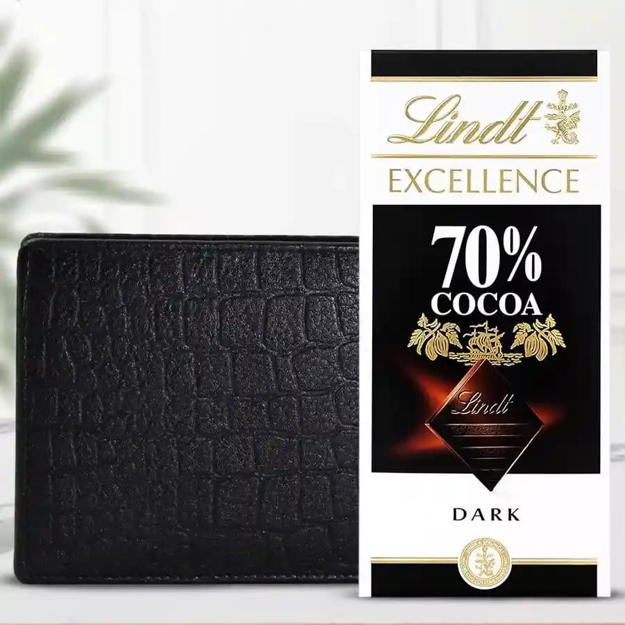 Amazing Rich Born Leather Wallet for Men with a Lindt Excellence Chocolate Bar