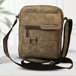 Spacious Gents Sling Bag in Khaki 1