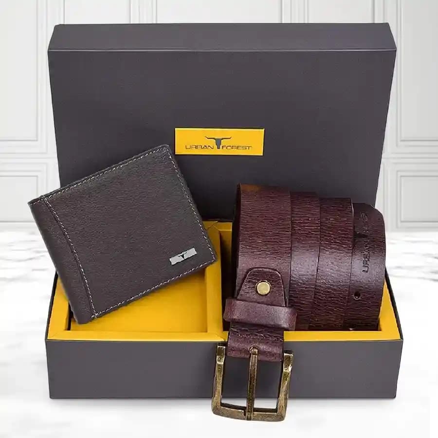 Fabulous Urban Forest Mens Leather Wallet N Belt Combo