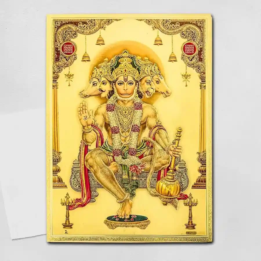 Auspicious 24K Golden Hanuman Picture