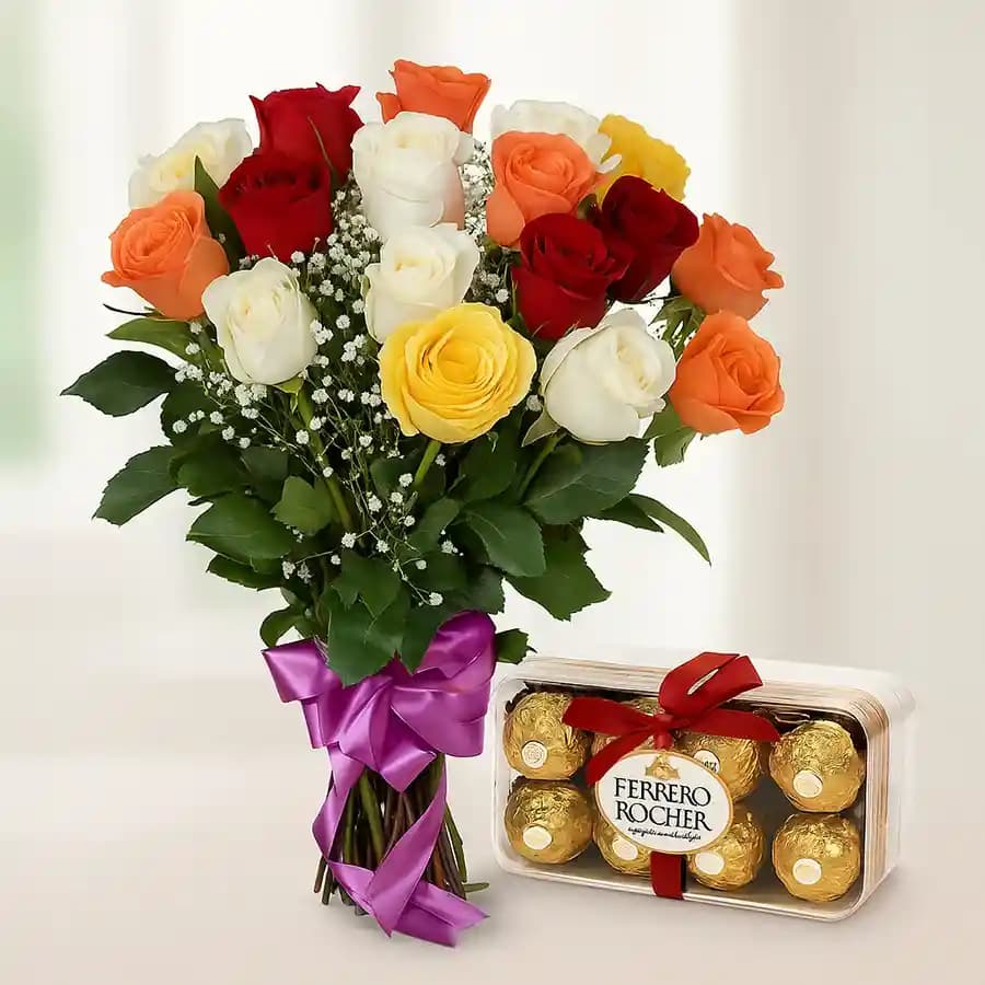 Pleasant Roses and Ferrero Rocher Chocolates