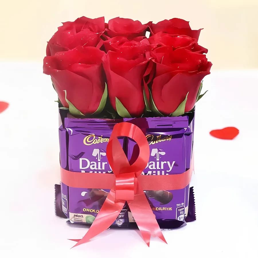 Alluring Red Rose n Cadbury Dairy Milk Bouquet