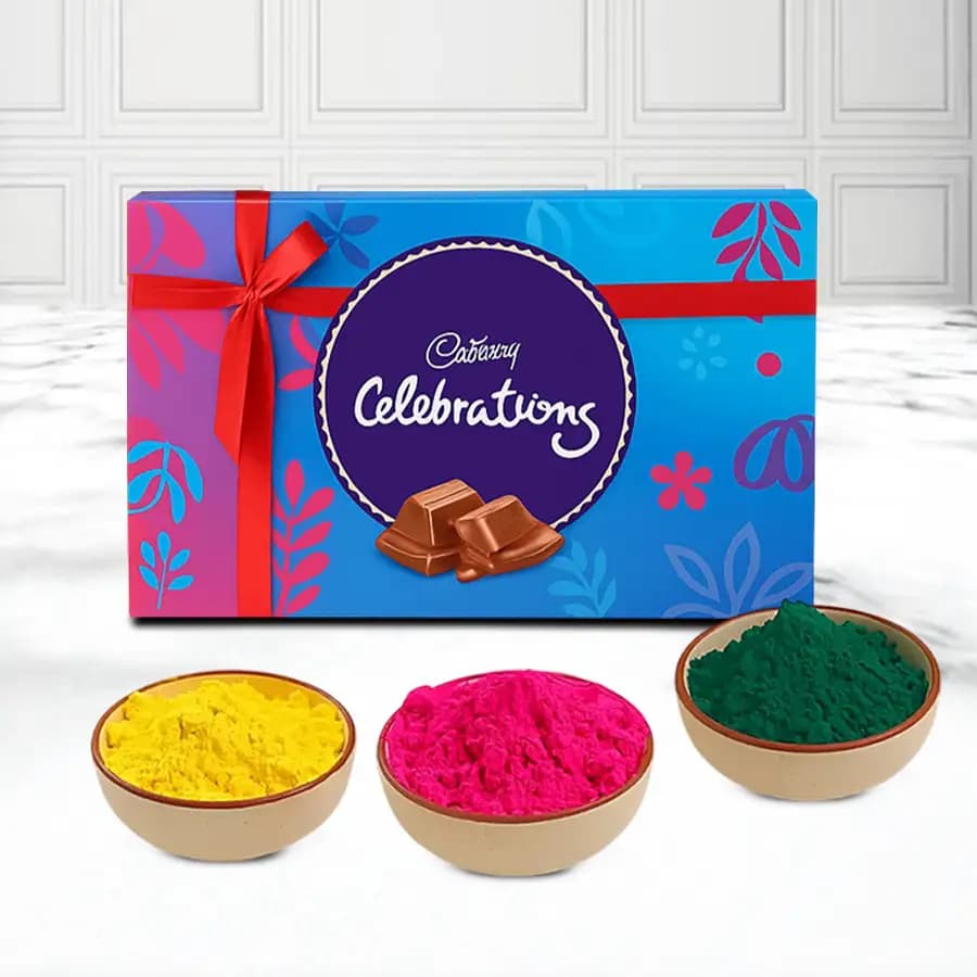 Enjoying Herbal Gulal with Cadbury Chocolates