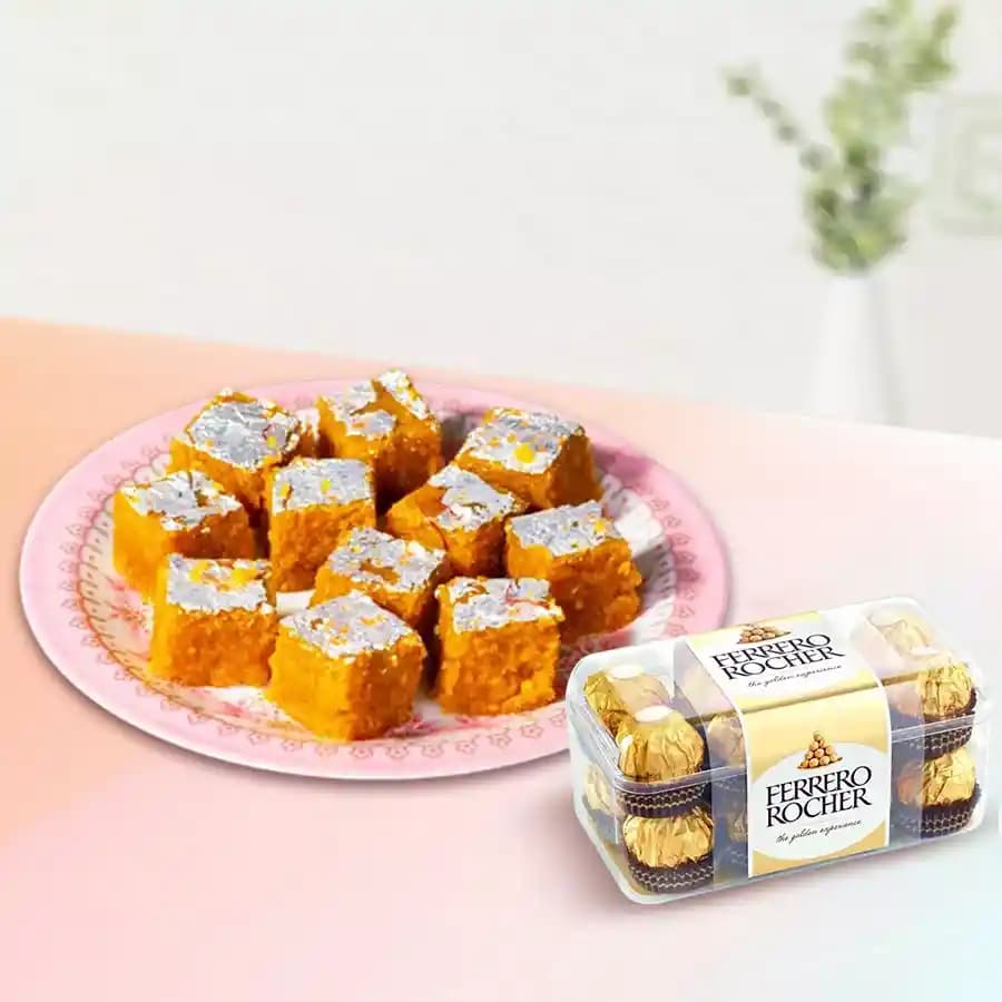 Moong Dal Burfi with Ferrero Rocher