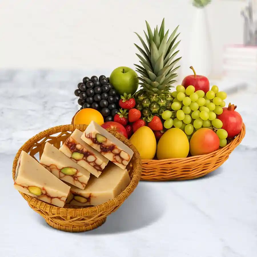 DryFruit Katli from G Pulla Reddy with Fresh Fruit Basket