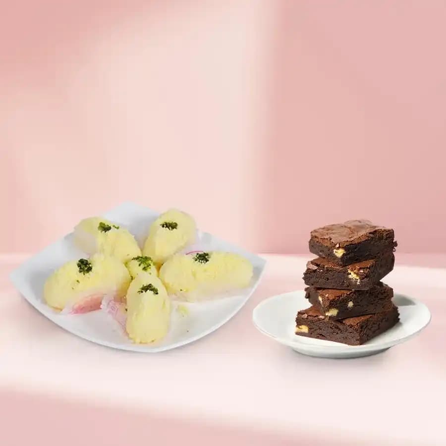 Decadent Malai Chum Chum and Brownie Delight