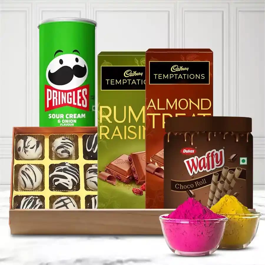 Delectable Chocos Gift Basket for Holi