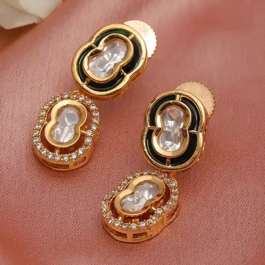 Stylish Meenakari Diamond Hoops
