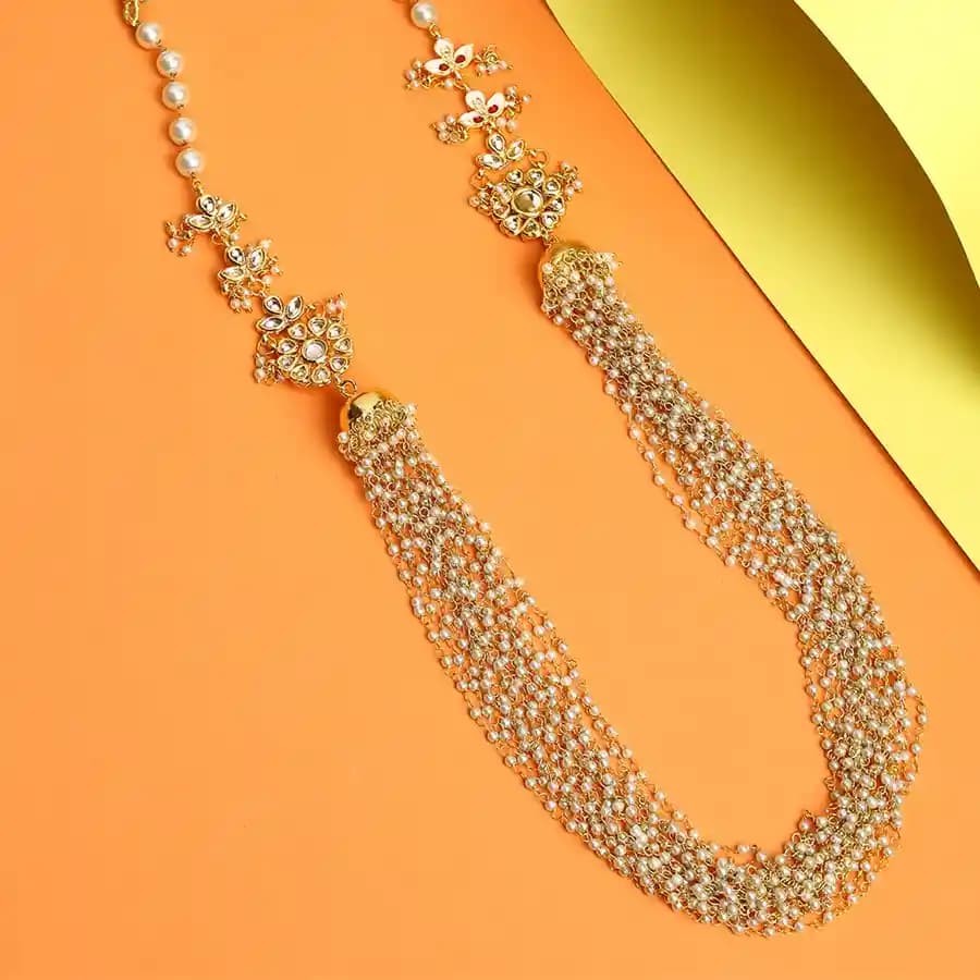 Graceful Pearl Jhumki Necklace